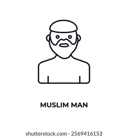 muslim man outline icon. Linear vector from people concept. Thin line muslim man icon isolated on white background