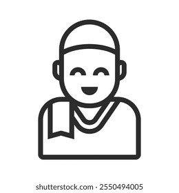 Vector de icono de contorno de hombre musulmán