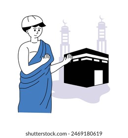 A muslim man perform hajj, hajj pilgrim doing their worship concept illustration