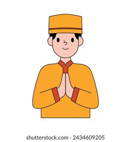 Muslim man is posing in greeting