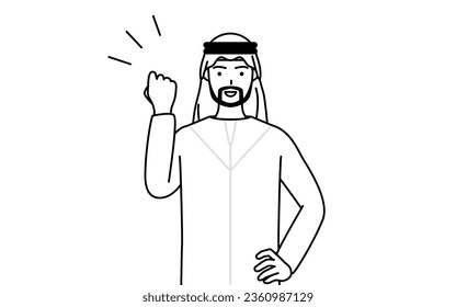 Muslim Man posing with guts, Vector Illustration