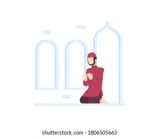 Muslim Man Pray At Mosque