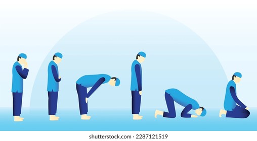 Muslim Man Pray Position Vector