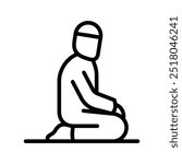 Muslim man prayer icon line vector design in trendy style