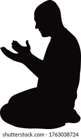 a muslim man praying body silhouette vector