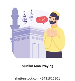 Muslim Man Praying  Flat Style Design Vector illustration. Stock illustration