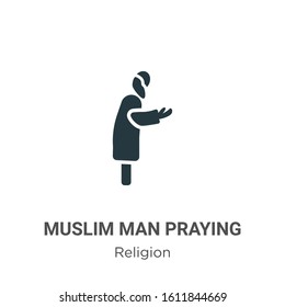 Muslim man praying glyph icon vector on white background. Flat vector muslim man praying icon symbol sign from modern religion collection for mobile concept and web apps design.