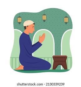 Muslim Man Praying to the God.