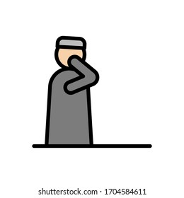 Hombre musulmán rezando ícono. Elementos vectoriales de color de esquema simple para iconos de islam para ui y ux, sitio web o aplicación móvil