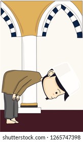 muslim man praying inside the mosque