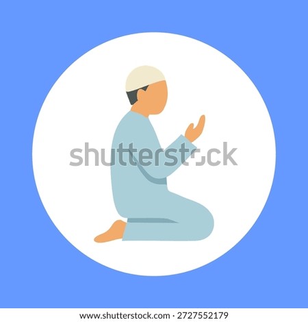 Muslim man praying in kneeling position, representing worship, dua, and spiritual devotion