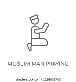 Muslim Man Praying linear icon. Modern outline Muslim Man Praying logo concept on white background from Religion-2 collection. Suitable for use on web apps, mobile apps and print media.
