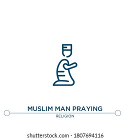 hombre musulmán rezando el icono del vector contorno. ilustración de elemento simple. hombre musulmán rezando un ícono de contorno a partir del concepto de religión editable. se puede usar para web y móvil
