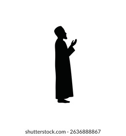 Muslim man praying silhouette islamic faith dua.