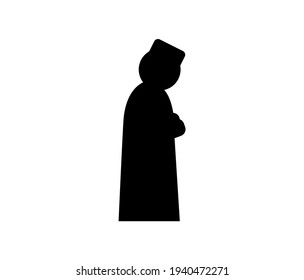 Muslim man praying vector icon.  Editable stroke. Symbol in Line Art Style for Design, Presentation, Website or Apps Elements, Logo. Pixel vector graphics - Vector