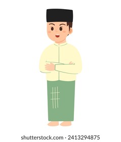 Muslim Man Praying Vector Illustration