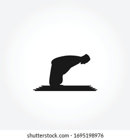 Muslim man prays. namaz icon. isolated design element