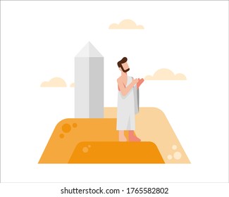 A Muslim Man Prays When Performing Hajj In Mecca Saudi Arabia