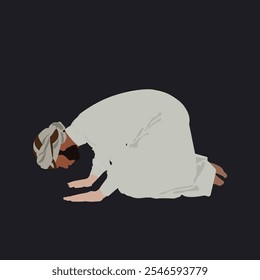 Hombre musulmán Postrado, hombre musulmán inclinándose