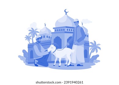 Muslim Man Purchasing Goat For Eid