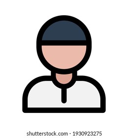 Muslim man, ramadan icon, vector islamic collection