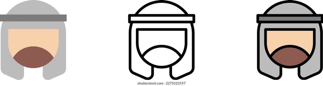 Muslim man Ramadan vector icon in different styles. Line, color, filled outline