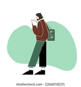 a Muslim man reading a book. Vector illustration flat style design for education and academic 