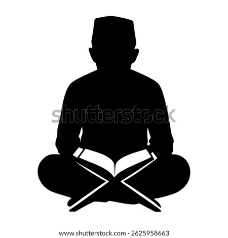 Muslim man reading the quran. Vector image