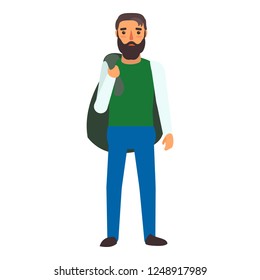 Muslim man refugee icon. Flat illustration of muslim man refugee vector icon for web design