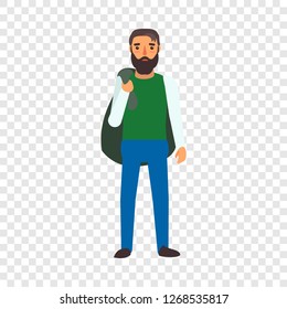 Muslim man refugee icon. Flat illustration of muslim man refugee vector icon for web design