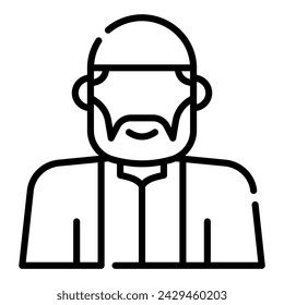 Símbolo del logotipo del icono de la línea simple del hombre musulmán	