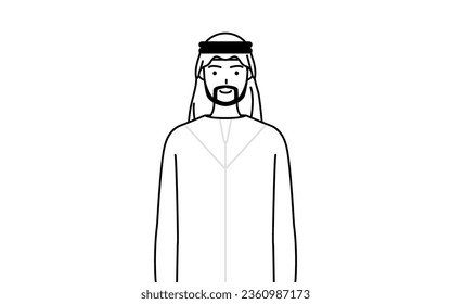 Muslim Man with a smile facing forward, Vector Illustration