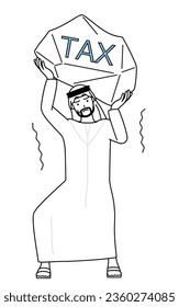 Muslim Man suffering from tax increases, Vector Illustration