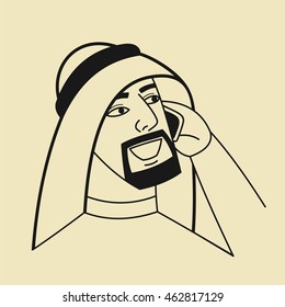 muslim man talking on cell phone