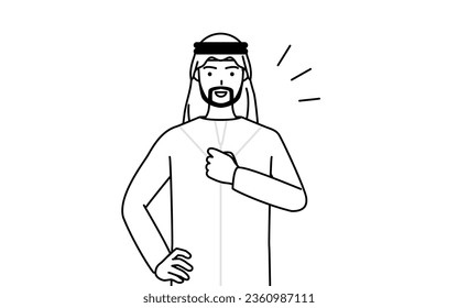 Muslim Man tapping his chest, Vector Illustration