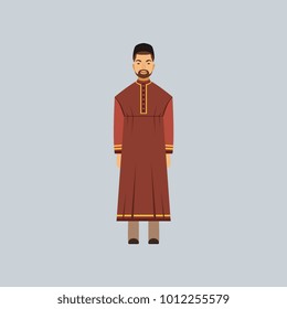 Muslim man in tradition costume, representative of religious confession vector Illustration