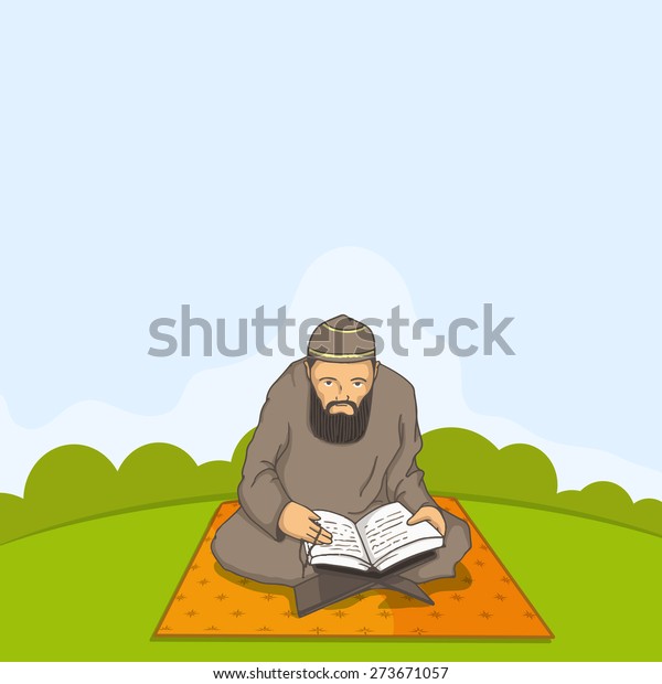 Muslim Man Traditional Dress Reading Islamic Stock Vector (royalty Free 