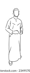 Muslim man vector sketch. Muslim man drawn style vector illustration.