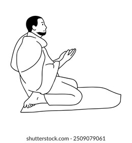 Muslim man wearing ihram hajj