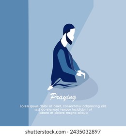 a Muslim man who is sitting in meditation while making dhikr in the holy month of Ramadan