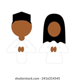 Muslim man and woman couple character vector | Eid Mubarrak | design elements 