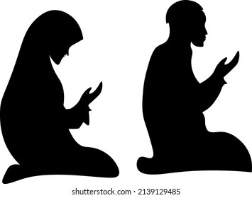 Muslim Man and Woman making namaz