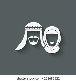 Muslim man and woman old background - vector illustration. eps 10