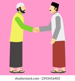 Muslim Men Handshake Vector Illustration