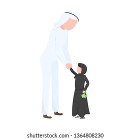 Muslim men and her son celebrate eid mubarak