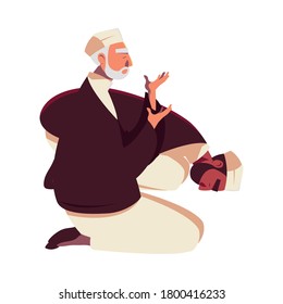 muslim men praying design, Islamic religion culture and belief theme Vector illustration