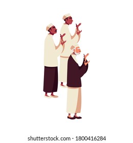 muslim men praying design, Islamic religion culture and belief theme Vector illustration