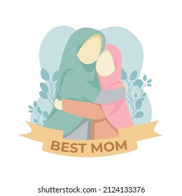 Muslim Mom and Daughter Hug 