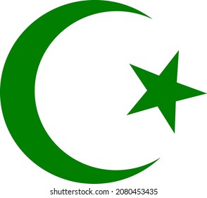 Muslim Moon Icon With Flat Style. Isolated Vector Muslim Moon Icon Image On A White Background.