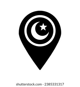 muslim moon location pin vector isolated